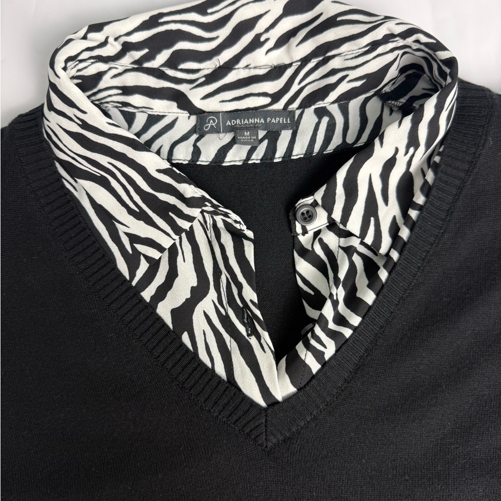 Adrianna Papell Black and White Zebra Blouse - Picture 2 of 4